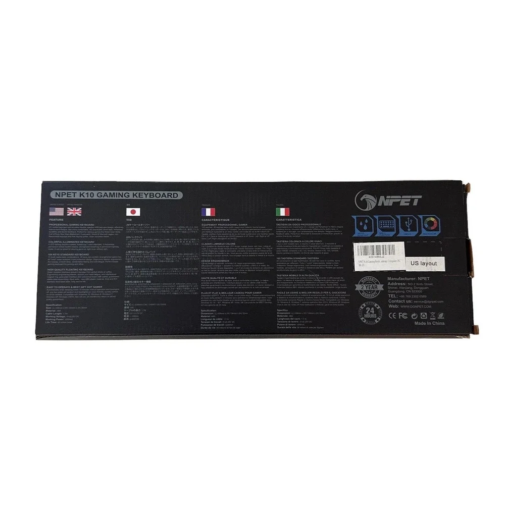 NPET K10 Gaming Keyboard Open Box Wired Illuminated Backlit Multicolor Floating